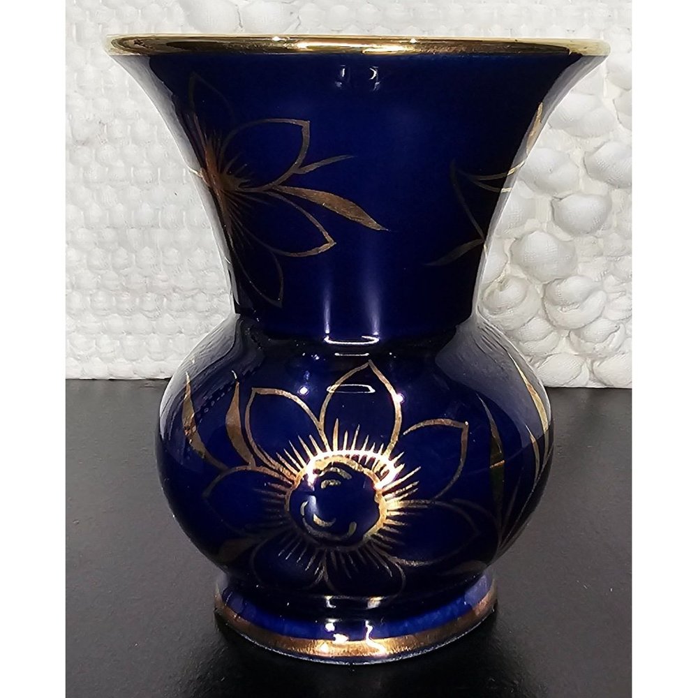 Cobalt Blue Pottery Vase | German Porcelain | Bavarian | Small Gifts | Hand Pain